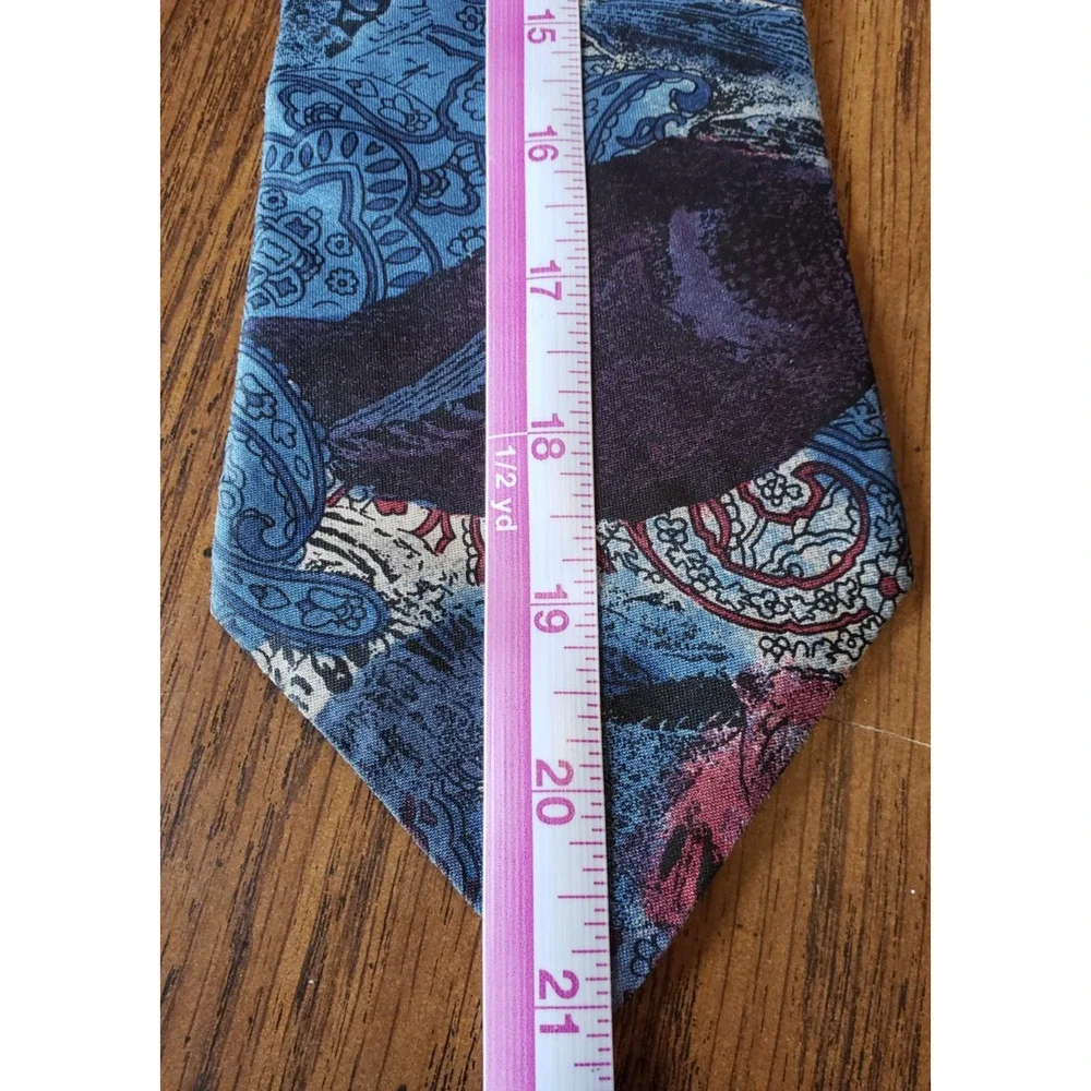 Blue and Red Abstract Colorful Paisley Necktie Tie
